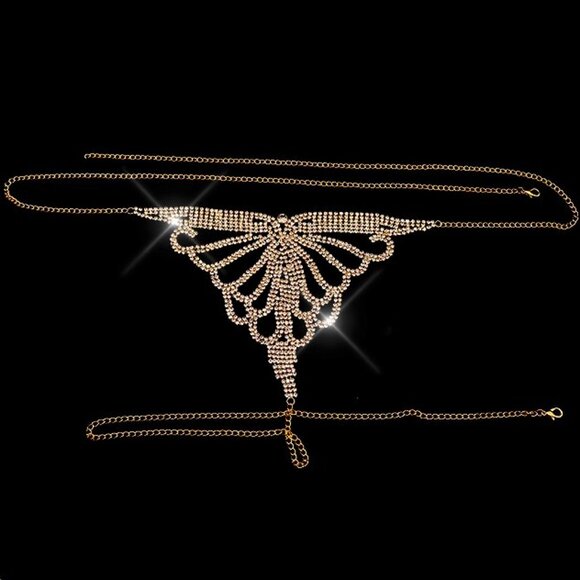 NEW Sparkling Bling Swarovski Crystal Bikini Body Chain Bra Top & Thong … - Picture 4 of 7